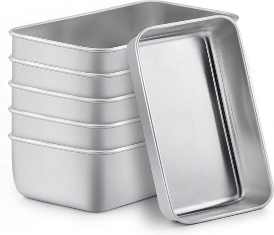 6 stuks voedselcontainers met deksels, maaltijdbereidingscontainers, herbruikbaar, roestvrij staal, oven, vriezer en vaatwasserbestendig (500 ml)