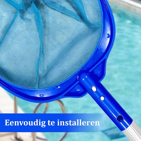 Zwembad Schepnet Set - Telescoopsteel & fijnmazig net - Voor algen, bladeren & vuil - Zwembaden/vijvers - Schoonmaaktool - Blauw - 185cm - 4-delig van Merkloos — afbeelding 2