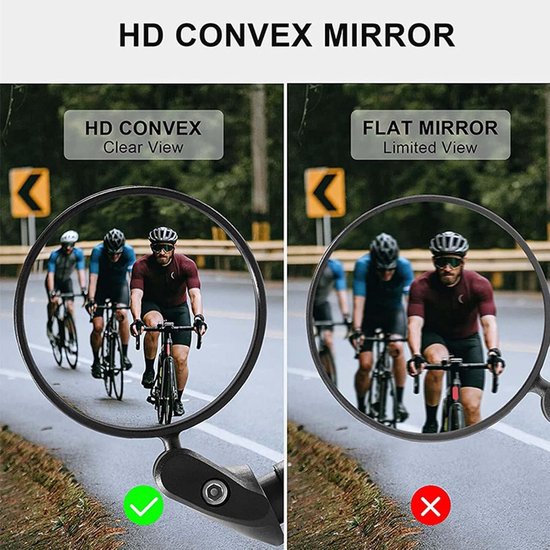 Homieway Fietsspiegel, HD fietsspiegel voor e-bike, krasbestendige glazen lens, achteruitkijkspiegel, stuurspiegel voor stuur links/rechts, universeel (15-20 mm