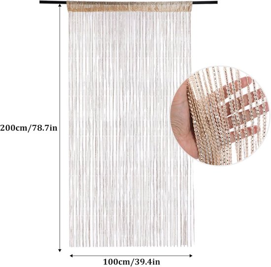 Deurgordijn met kwastjes - Horgordijnen - voor ramen, thuis, terras, slaapkamer, bruiloft, restaurant, ideale ruimteverdeler, decoratieve kwastjes - Achtergrond decoratie horgordijnen -1*2 meter - Houd vliegen weg van Merkloos — afbeelding 5