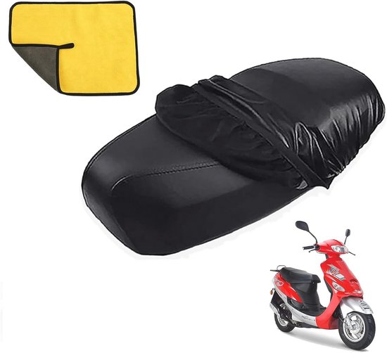 Compatibel met Peugeot BuXY 50 stoelhoes, waterafstotend en krasbestendig, maat L 110 x 68 cm, overtrek voor het zadel van de motorfiets scooter, universeel, antislip, van PVC