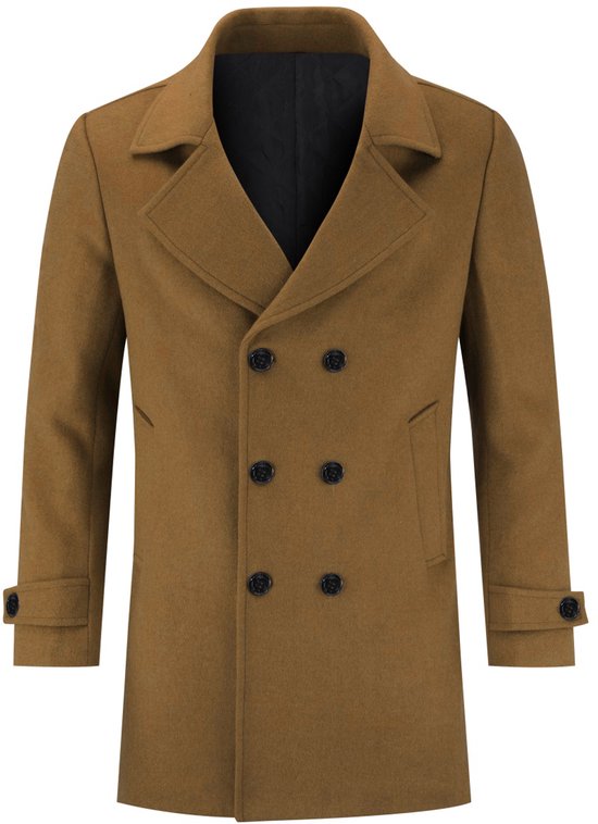MODFUL Korte wollen mantel voor heren, warme wol, casual jas