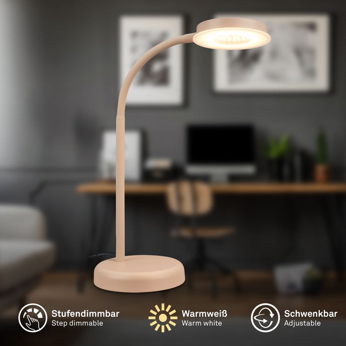 B.K.Licht BRILONER Megg - LED Tafellamp - 800Lm - beige thumbnail 4