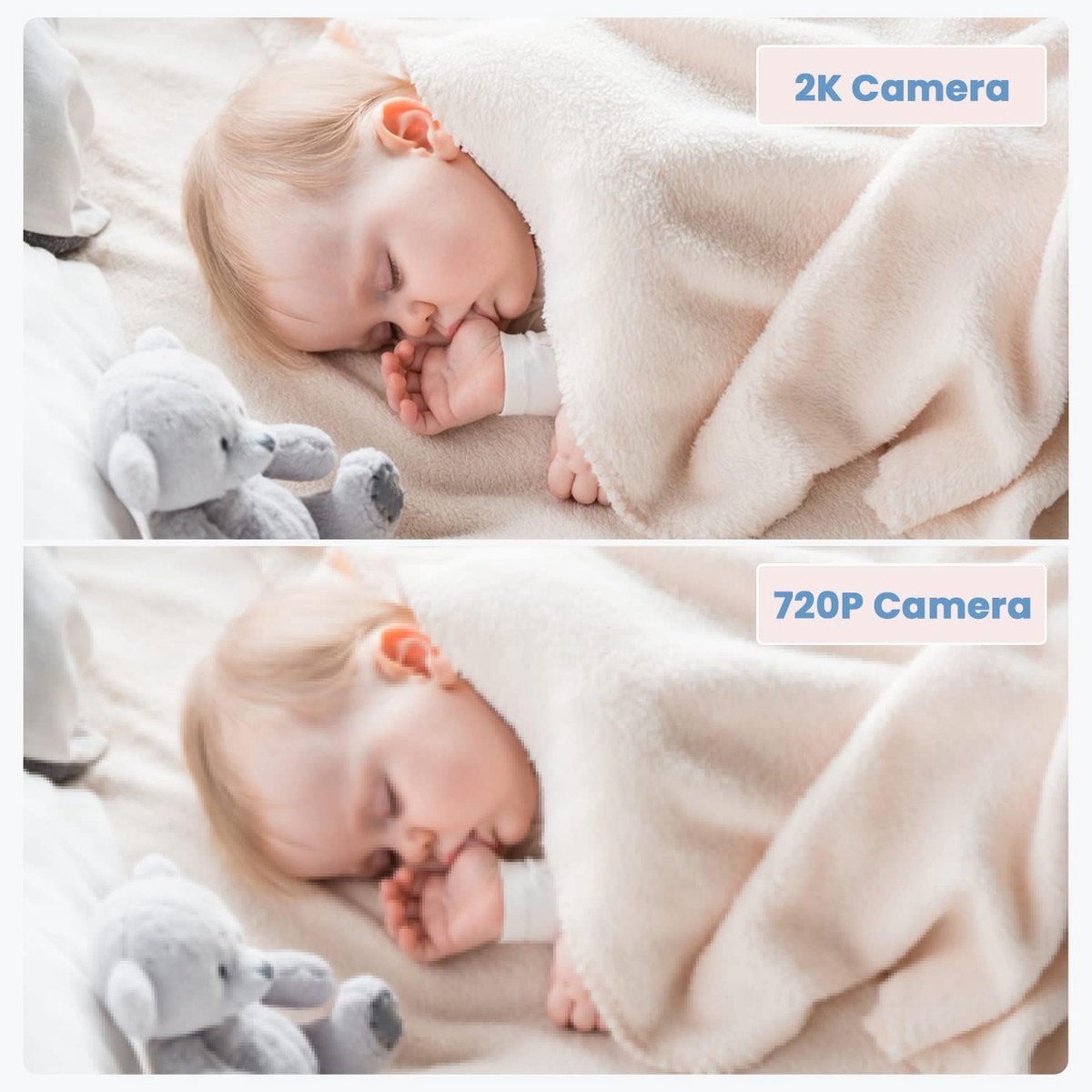 ieGeek 2K Split-Screen Babyfoon - 5" Audio Babyfoon met 2 Camera's - WiFi Smartphone Video Dubbele Camera - Nachtzicht - Tweerichtingsgesprek – foto 6