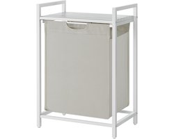 Laundry basket with shelf, box, and removable bag - 65 L 50 x 33 x 72 cm white BLH101W01