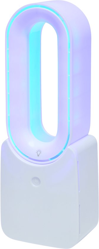 Nor-Tec bladloze tafelventilator met LED-verlichting, draagbaar, oplaadbaar via USB-C, 3 snelheden, compact