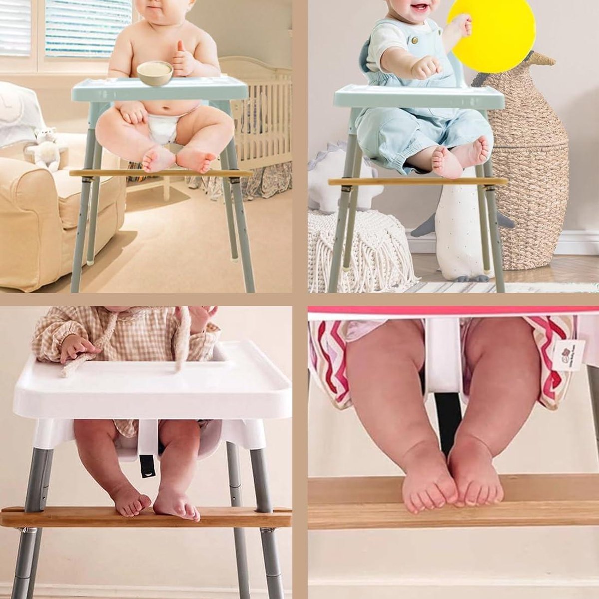 Voetsteun voor kinderstoel antislip verstelbare natuurlijke bamboe - accessoires compatibel met IKEA Antilop kinderstoel – foto 2