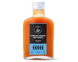 Saus Met Pit - Hete Harry Saus - Carolina Reaper Hot Sauce (2,2 miljoen Scoville) - Handgemaakt in Nederland van ingrediënten van de Lokale Boer, Volledig Natuurlijk, Glutenvrij, Vegan, Keto-friendly - Hete Harry Saus van Saus Met Pit - 100ml