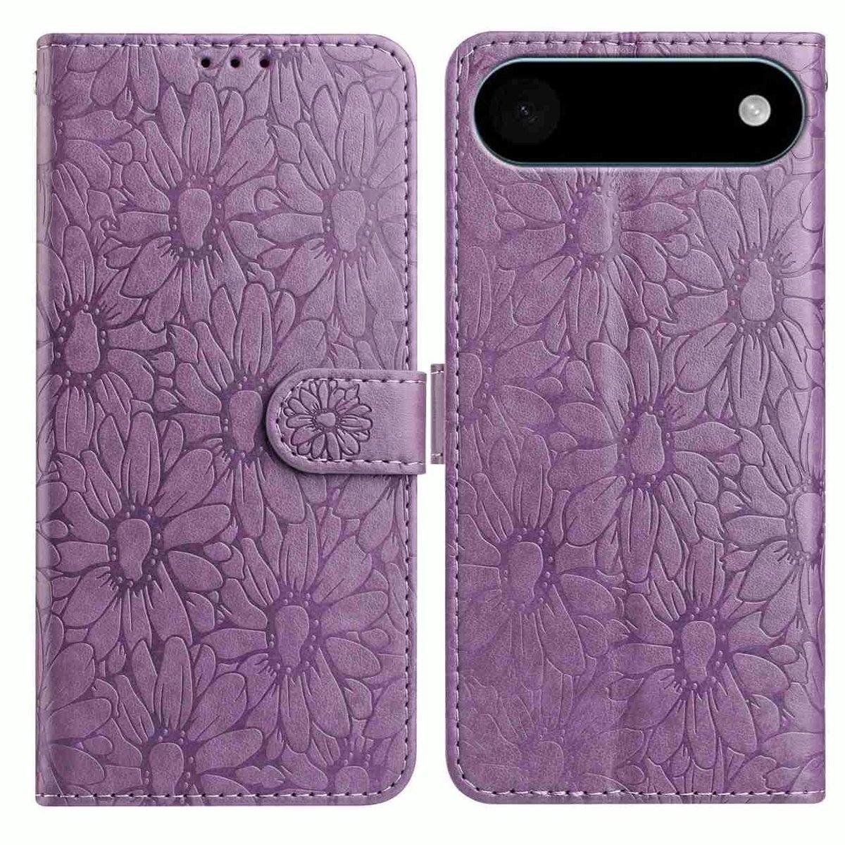 Mobigear Telefoonhoesje geschikt voor Apple iPhone Air Hoesje | Mobigear Flowers Bookcase Portemonnee | Pasjeshouder voor 3 Pasjes | Telefoonhoesje voor Pinpas / OV Kaart / Rijbewijs - Paars