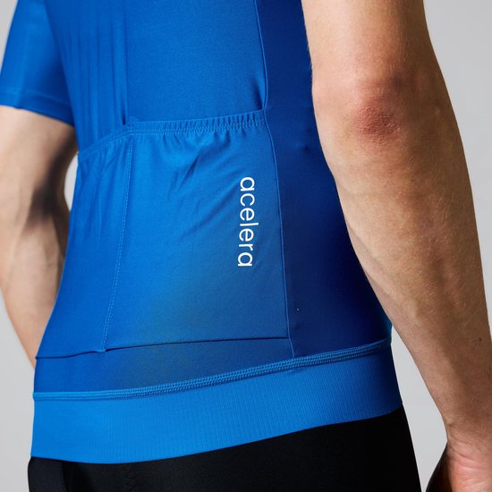 Acelera Essential Wielershirt - Fietsshirt Heren Korte Mouw - Wielrenshirt - Fietskleding - Blauw - Maat XL van Acelera — afbeelding 4