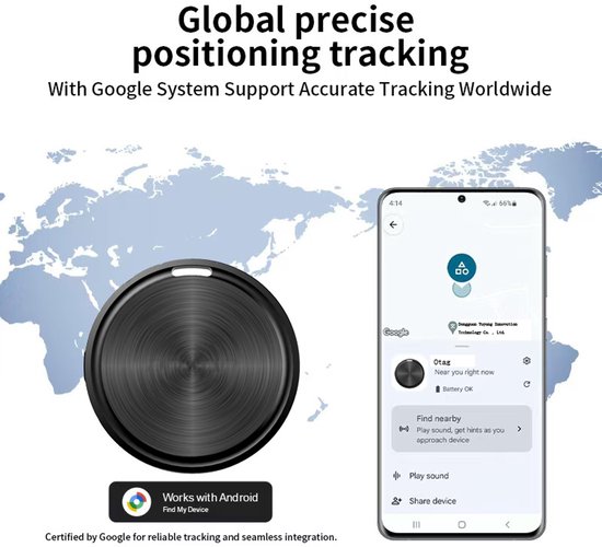 Smart Tag Android - Tracker Bluetooth Pour Clés, Portefeuille, Compatible Google Localiser
