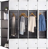 Bol.com Grote Kledingkast - DIY Opbergkast met Deuren - Garderobekast - 185x185x35 cm - Eenvoudige Montage - 4 Kledingroedes - 1... aanbieding