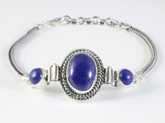 Bracelet artisanal en argent avec lapis lazuli