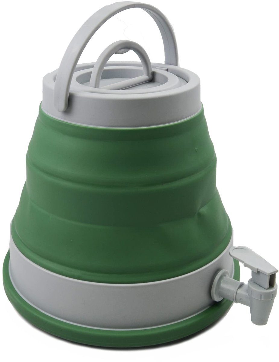 Ibenzoa® Draagbaar Waterreservoir 6L - Inklapbaar Noodwaterdrager - Outdoor Kampeer Waterzak - Grijsdonker Zeegroen