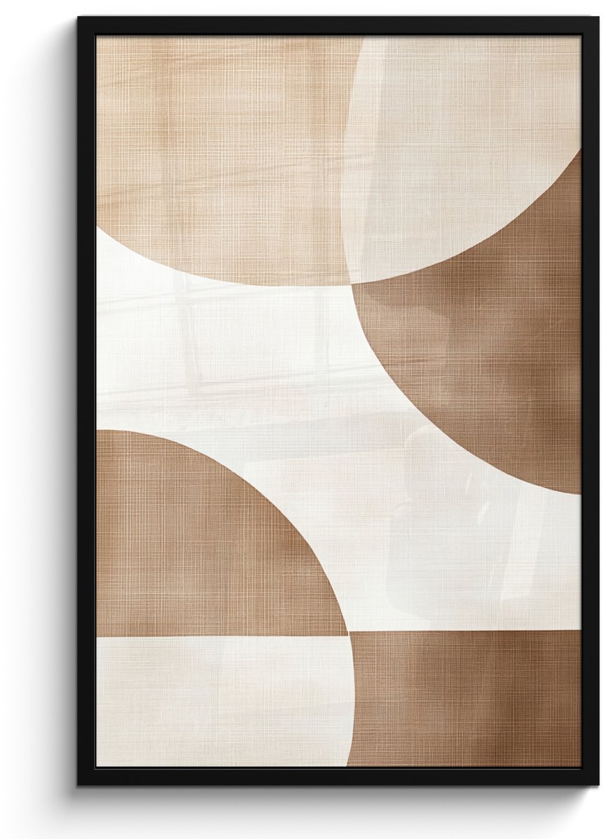 FrameYourWall Poster in lijst - Fotolijst 60x90 cm - Posters - Snijdende cirkels - Overlappende vlakken - Posterlijst zwart - Decoratie - Wanddecoratie woonkamer - Muurdecoratie slaapkamer