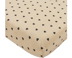 Meyco Baby Sweet Heart Hoeslaken Ledikant - Soft Sand/Black - 60x120cm