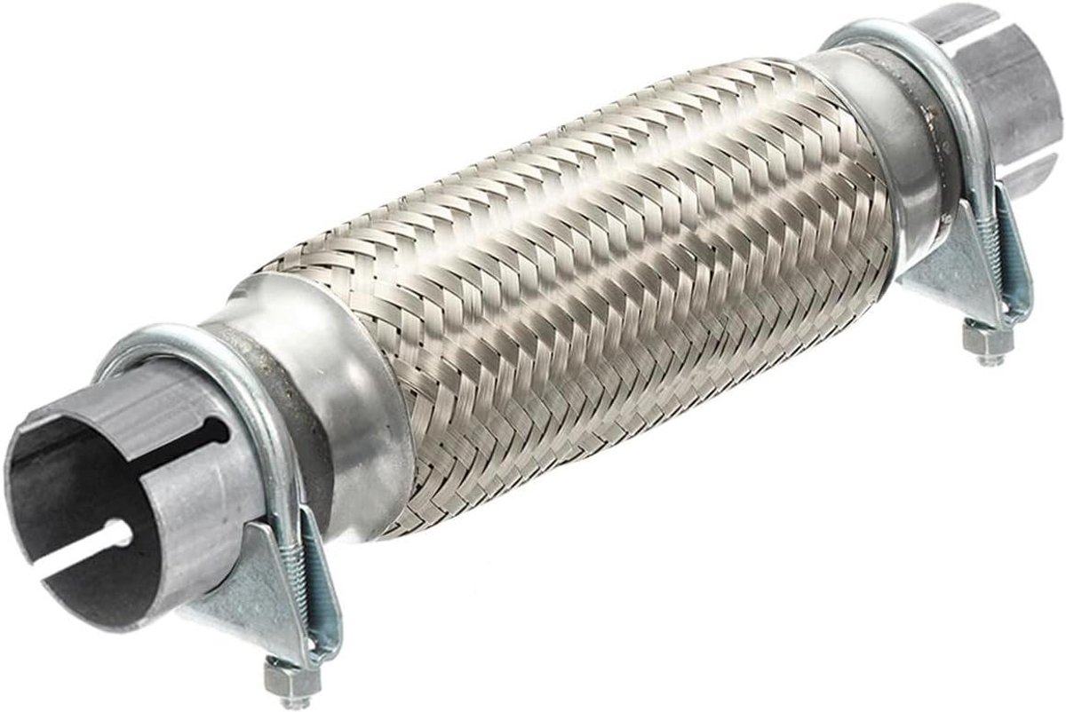 Allecto plus - Flexibele uitlaatpijp 63mm x 200mm/300mm met klemmen - RVS Uitlaatreparatie - Flexibele buis voor auto - Uitlaatpijpconnector met gevlochten design