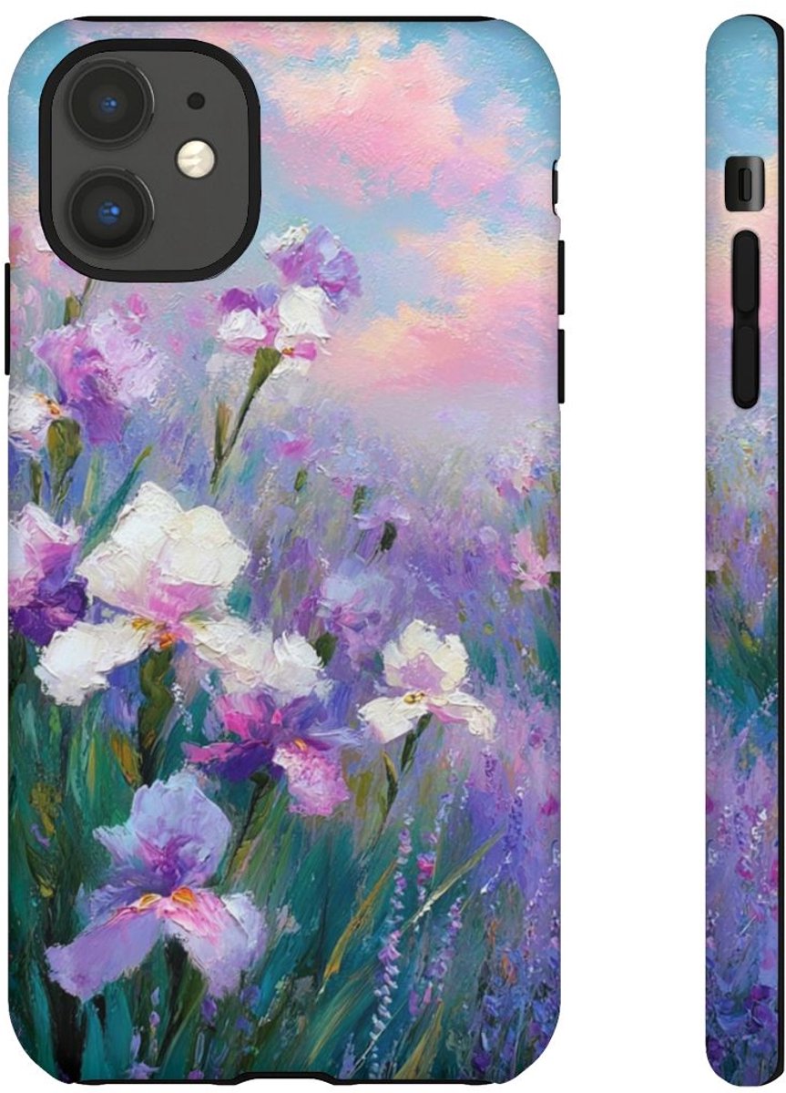 Pastelkleurige Irisbloemen Schildering – Telefoonhoesje Geschikt voor iPhone 11