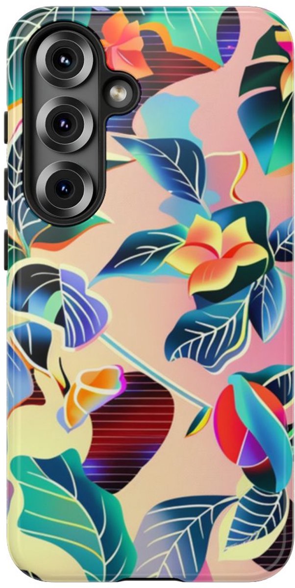 Levendig Tropisch Bloemenpatroon – Telefoonhoesje Geschikt voor Samsung Galaxy S25