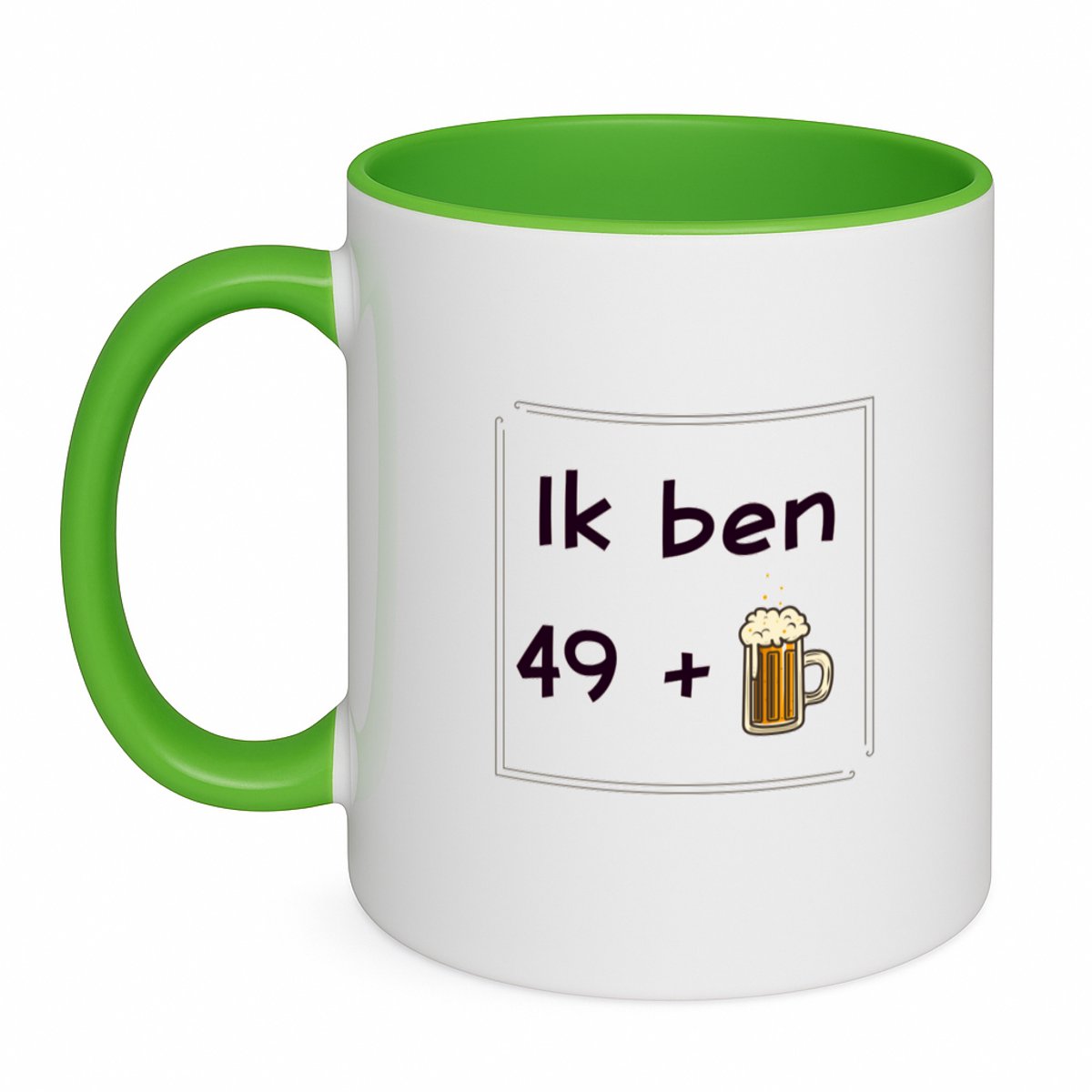 Hacebo® - ik ben 49 + 1 koffiebeker groen - mensen die 50 zijn geworden - thee mok - koffie beker - 50 jaar Sarah en Abraham cadeau - Jubileum man en vrouw - Verjaardags - Grappige tekst - Jarig - Verjaardag - koffiemok - 350 ML inhoud
