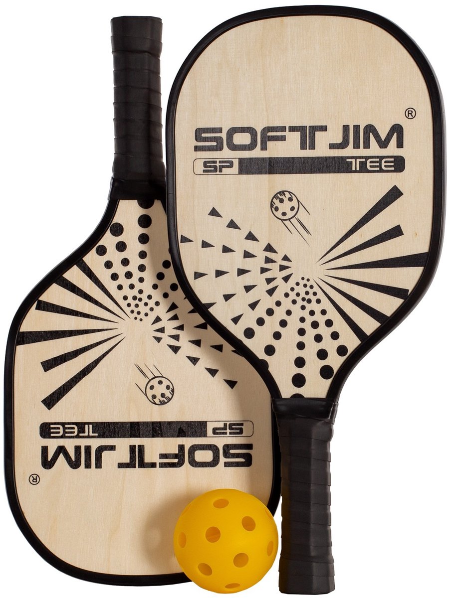 Set Houten Pickleball Rackets Met Bal En Tas Veelkleurig