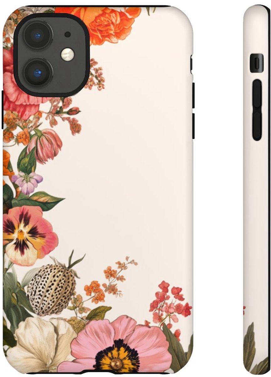 Vintage Botanische Bloemenrand – Telefoonhoesje Geschikt voor iPhone 11