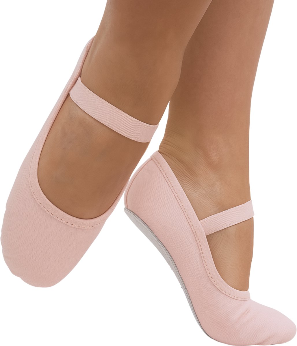 Balletschoenen roze | "Eleve" | Balletschoen meisje | Met GRATIS satijnen schoenzakje | Hele zool | Elastisch canvas | Balletschoentjes voor kinderen | Maat 32