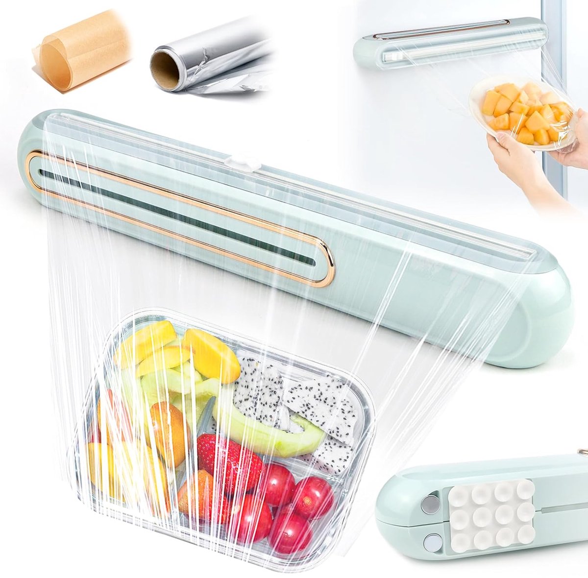Vershoudfoliedispenser - Multifunctioneel - 1 stuk - ABS en roestvrij staal