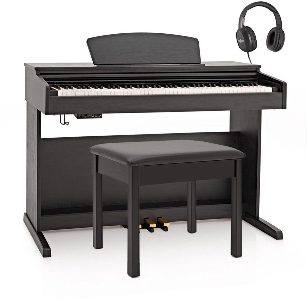 DP-10X Digitale Piano van Gear4music + Pakket met Pianokruk, Matzwart