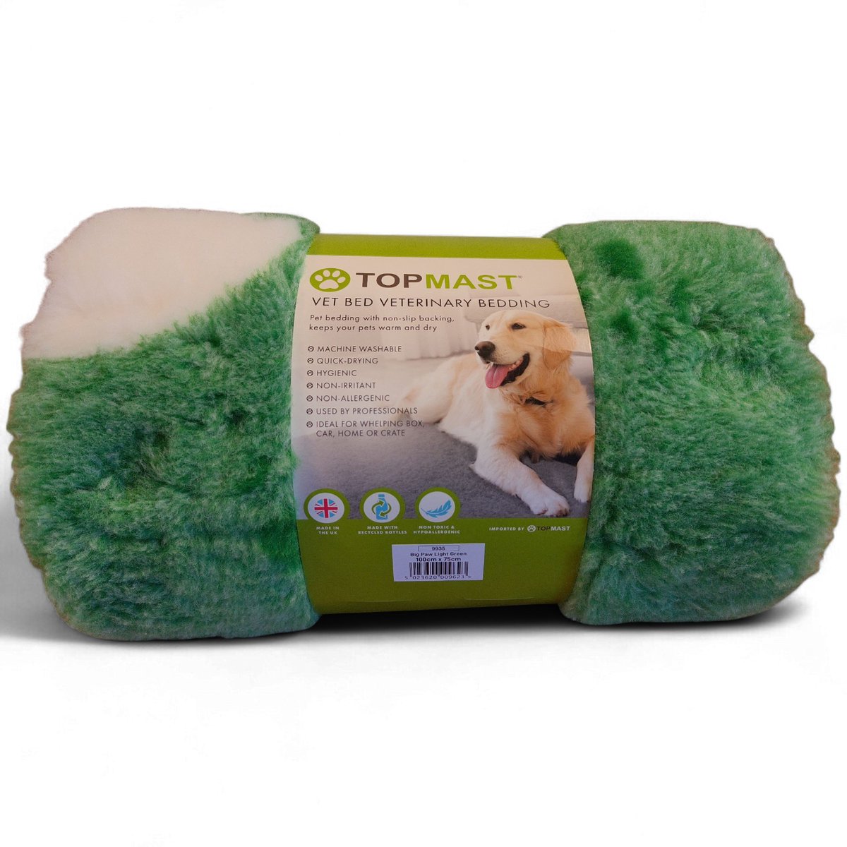 Topmast VetBed Lichtgroen Paws - 100 x 75 cm - Antislip & Hypoallergeen