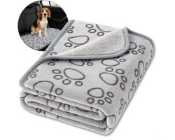 Boncy® Hondendeken voor Auto of Bank - Grijs 60x40cm - Geschikt voor Achterbank en Kofferbak - Honden Deken Fleece - Hondendekens