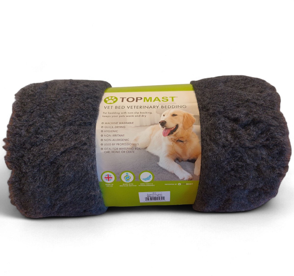 Topmast VetBed Antraciet - 100 x 75 cm - Antislip & Hypoallergeen