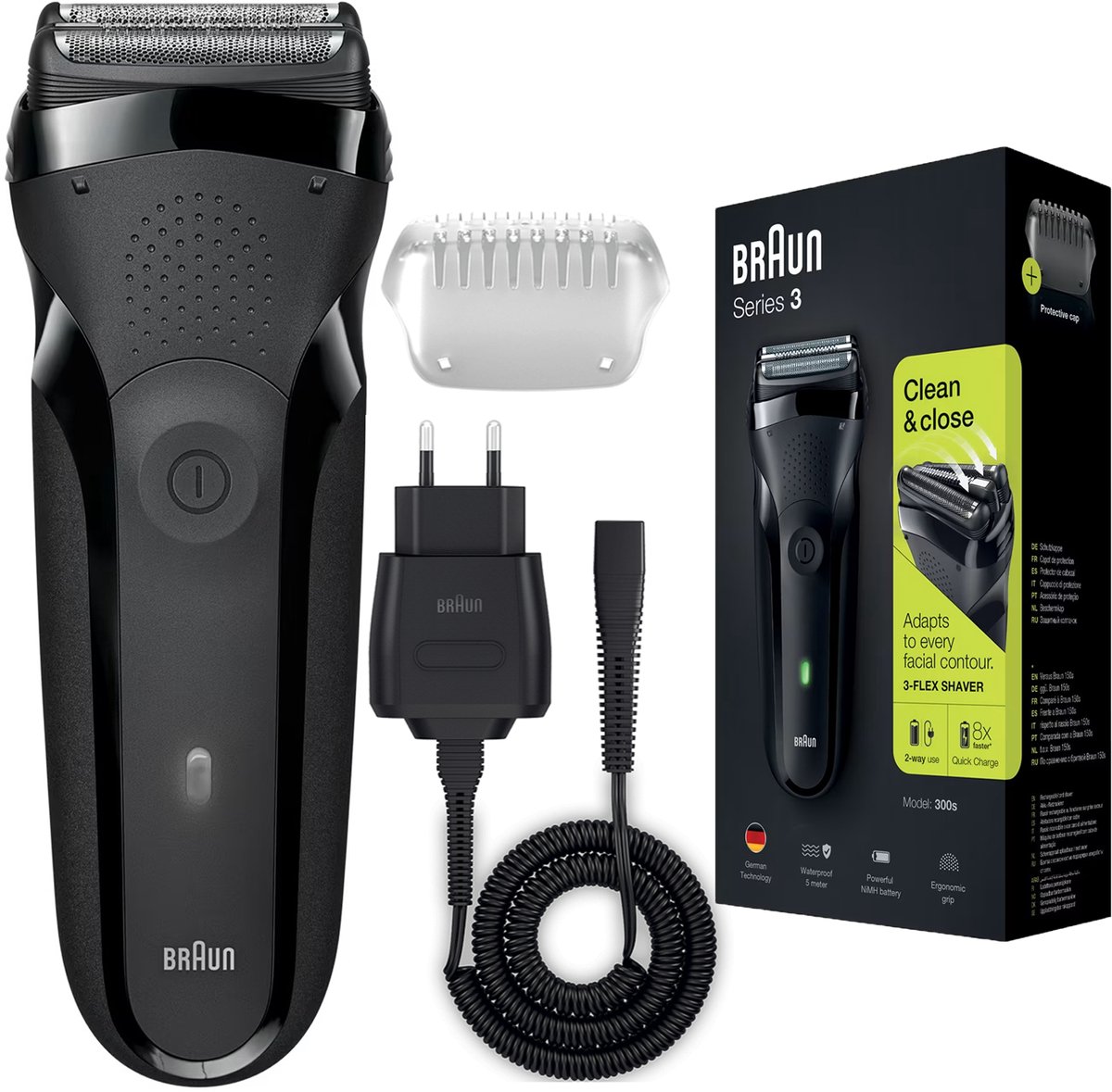 Braun Series 3 300s - Elektrisch Scheerapparaat - 3-Flex Scheerkop - Wet & Dry - NiMH Batteri - Braun - €73,64