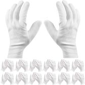 Daity 12 paar katoenen handschoenen, witte katoenen handschoenen voor droge handen voor servicedossiers, munten sieraden，Inspectiehandschoenen