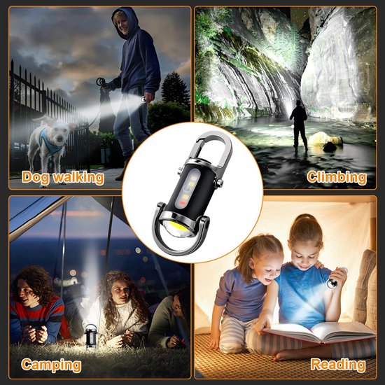 Mini Lampe Torche Porte-clés 1200 Lm étanche – Avec Batterie Externe, 8 Modes, Pour Camping Et Urgence - 7