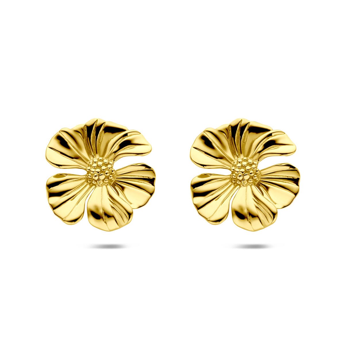 Edelstalen oorknoppen bloem ion plating 26 mm - 6506210