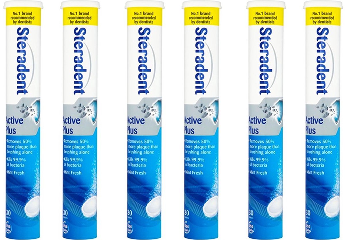 Steradent Reinigingstabletten - Active Plus 6 x 30 Tabletten