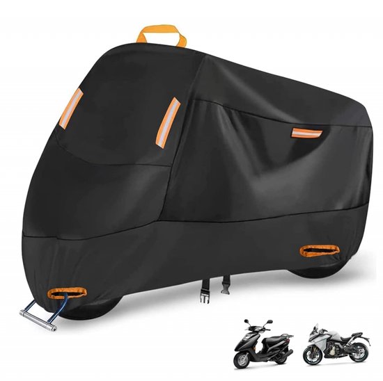 95*125*230 cm - Motorfiets Hoes - Buitenbescherming Scooterhoes - 210D - Motorfiets stofkap - Stofkap - Duurzame - Waterdichte - met 4 reflecterende tape - met slotgaten - zwart