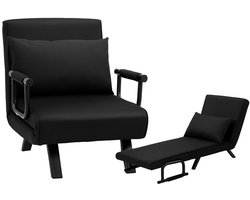 Livista 3-in-1 Uitklapbare Slaapstoel Belastbaar Tot 100 kg Zwart - Inklapbare Slaapbank Met Verstelbare Rugleuning - Modern Design Logeerbed - Slaapfauteuil