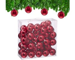 kerstballen set van 50 - Ø 6 cm - glanzend - kunststof - rood