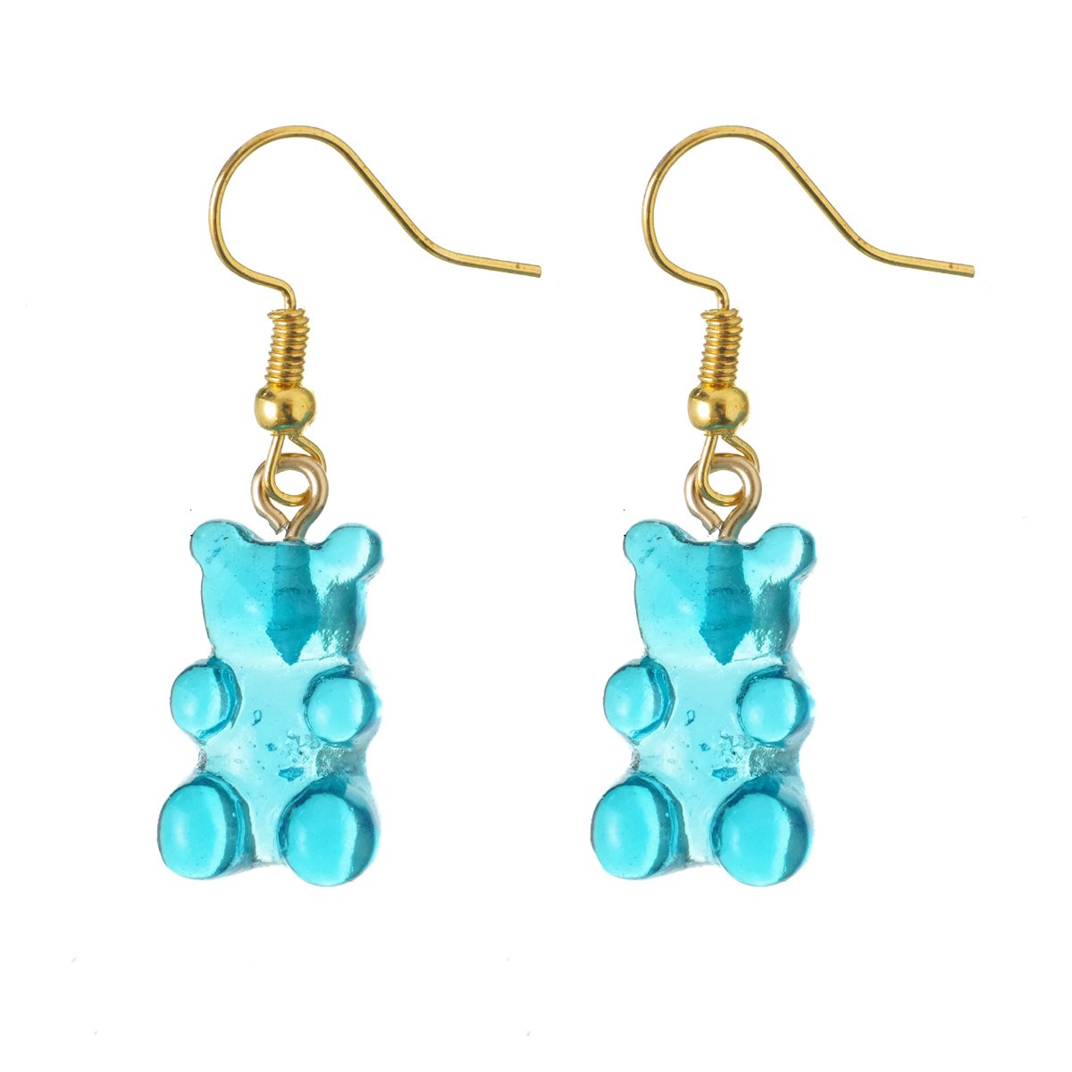 oorbellen gummybear goud blauw rvs