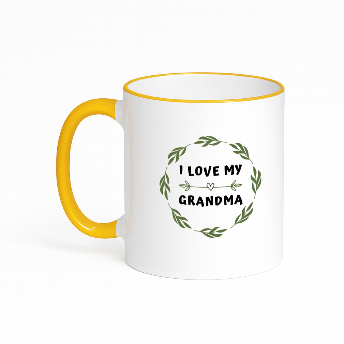 Hacebo® - I love my grandma koffiebeker met gekleurde rand goudgeel - Oma - liefste oma - thee mok - koffie beker - verjaardag - cadeautje voor oma - oma artikelen - kado - geschenk - koffiemok - 330 ML