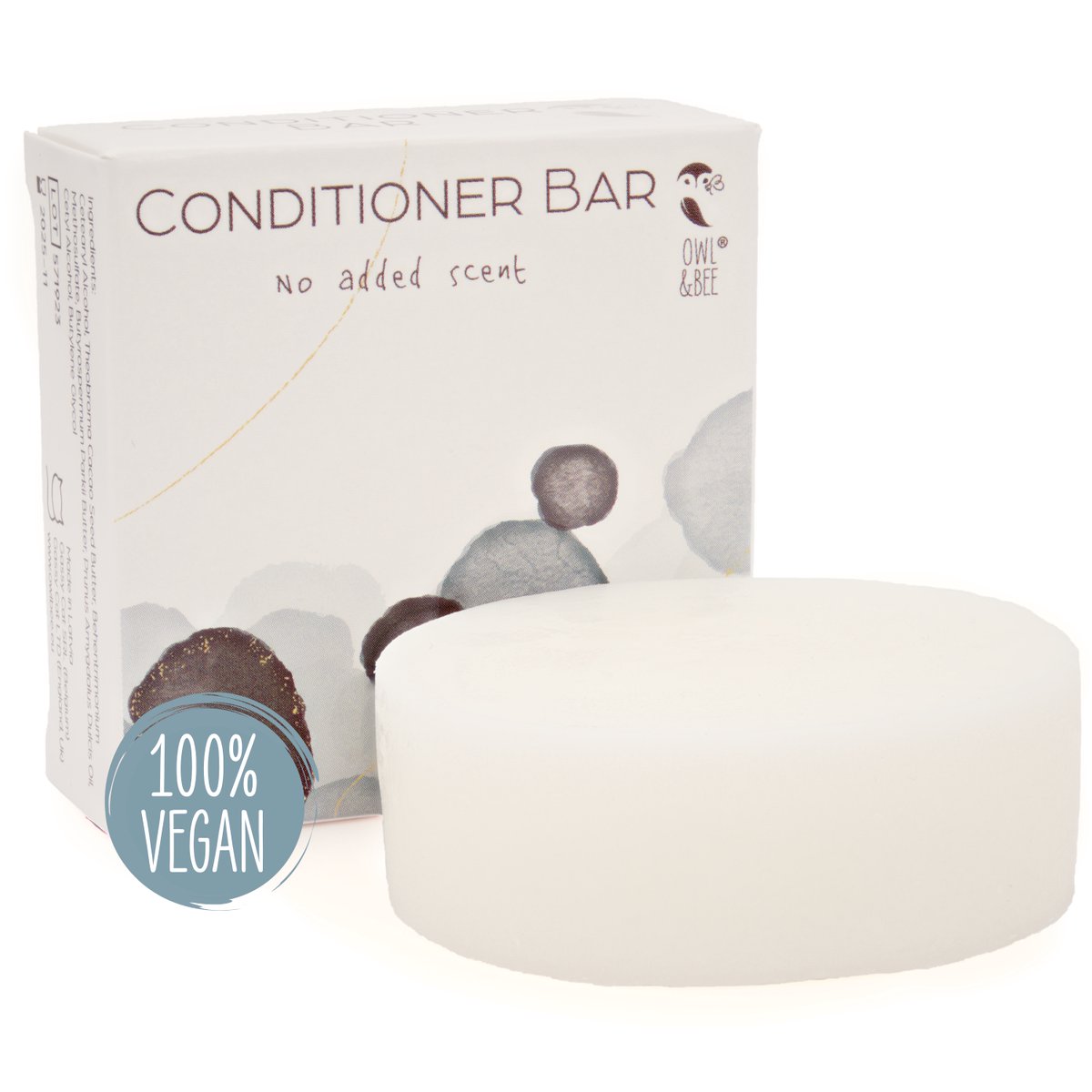 Owl & Bee® Solide conditioner bar - Alle haartypes - Geen kleurstoffen - Geen toegevoegde geur - 100% vegan - Zero waste - Vrij van siliconen en parabenen