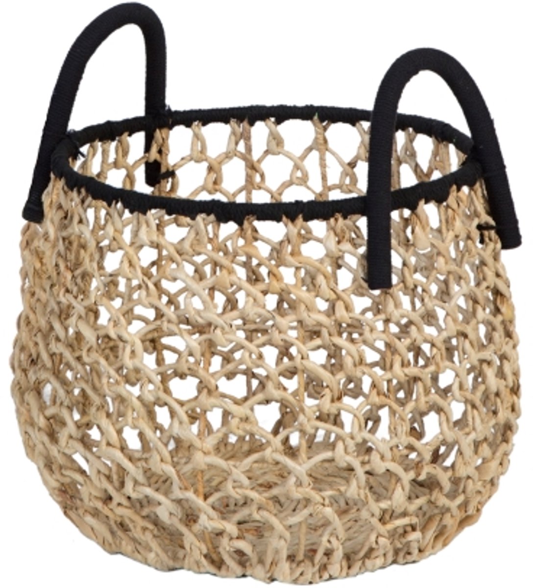 Morrigan - Opbergmand - Oregon S - H 41.5cm x ⌀ 35cm - Natuurlijk;Zwart Garen