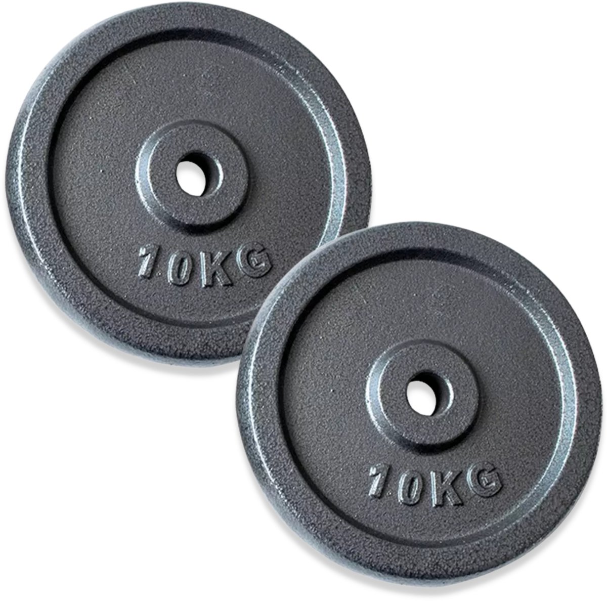 2x 10kg halterschijven set - 20kg - gietijzer - 30mm - gewichten - 10kg - halterset - gewicht schijven