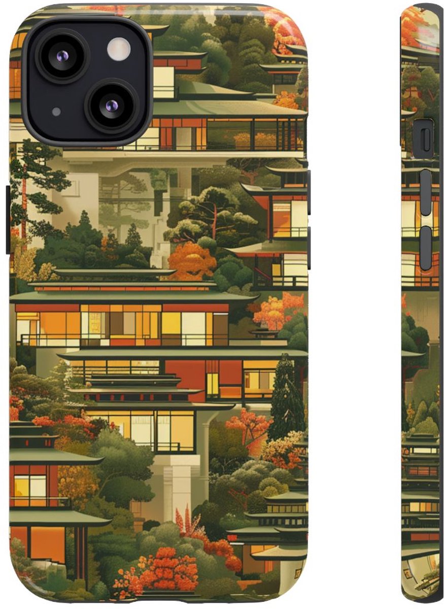 Herfstlandschap met Moderne Architectuur – Telefoonhoesje Geschikt voor iPhone 13