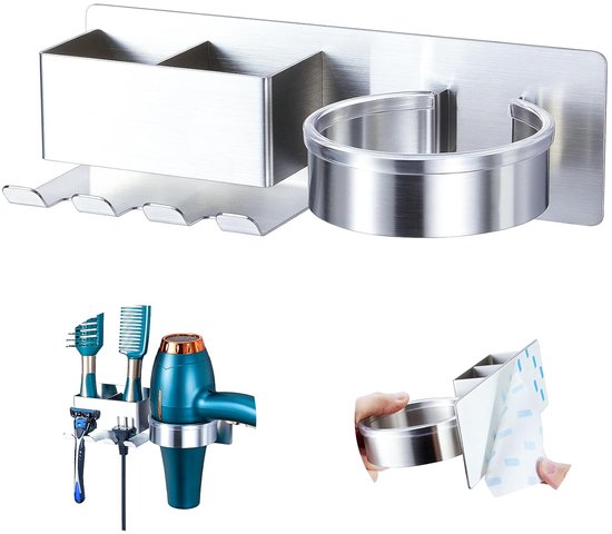 LOXSUN Föhnhouder voor aan de muur, zonder boren, zwart, wandhouder, krultang, stijltang, houder voor styler, krultang, accessoires