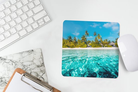 Muismat 20x20 cm - Mousepad Strand - Palmbomen - Zee - Muismatten