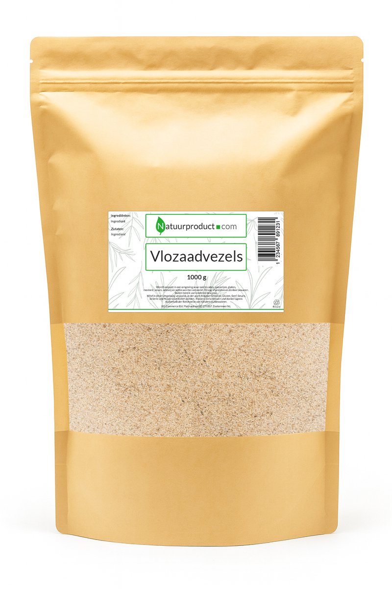 Natuurproduct Psylliumvezels - 1 kilo - Premium Vlozaadvezels voor Stoelgang & Glutenvrij Bakken - Puur & Non-GMO - Voordeelverpakking