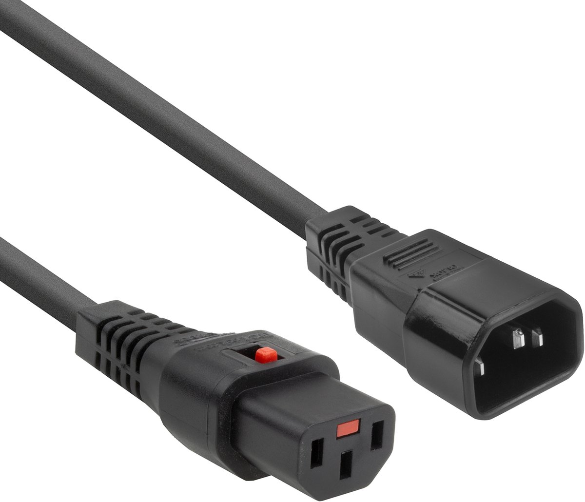 Image of ACT Netsnoer C13 IEC Lock - C14 zwart 2 m, PC1021 AK5034
